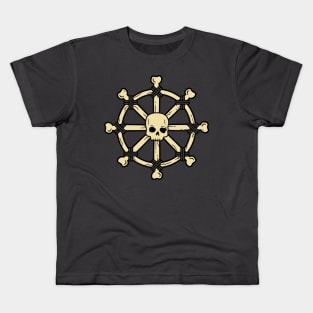 Skull Ship Wheel Kids T-Shirt